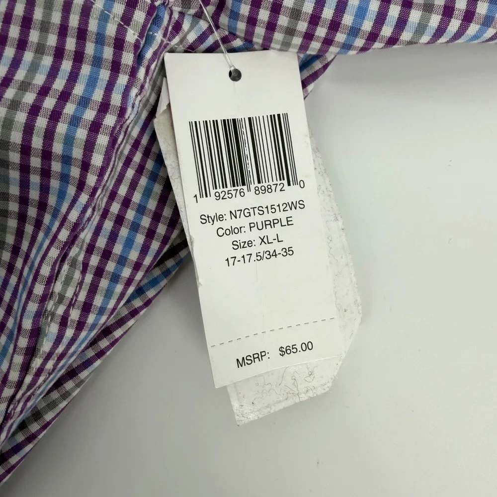 Nick Graham Everywhere Modern Fit Men's Purple Gingham Dress Shirt & Tie X-Large - Picture 5 of 9